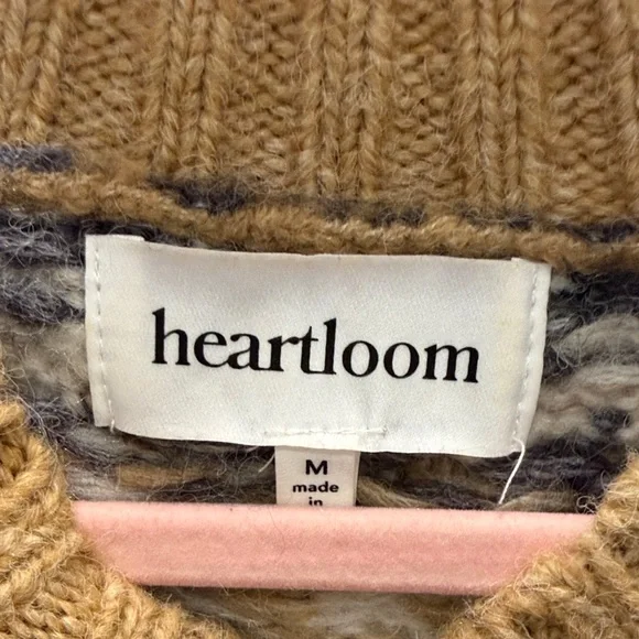 Heartloom Camel Fair Isle Crewneck Sweater with Navy & White Yoke - Picture 2 of 2